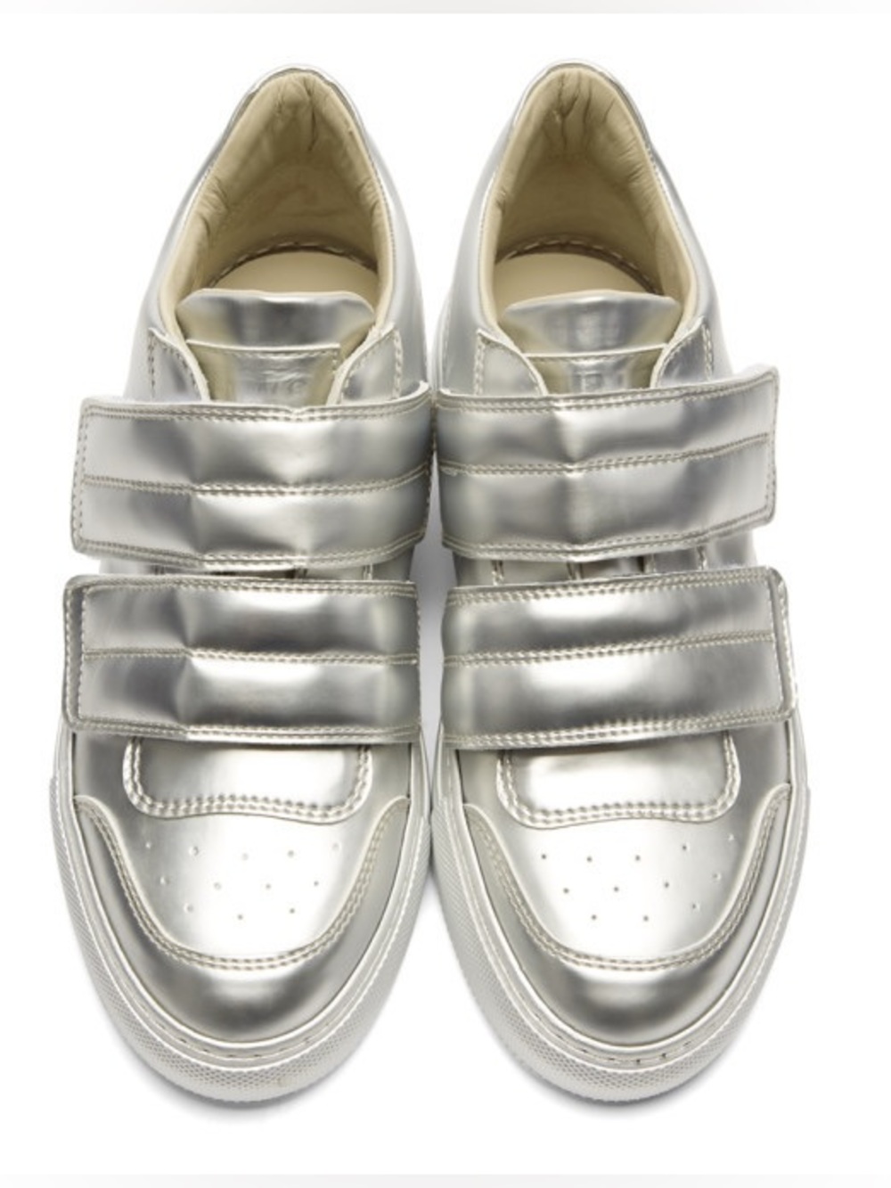 MM6 Maison Margiela Silver Mirror Leather Sneakers size 38
